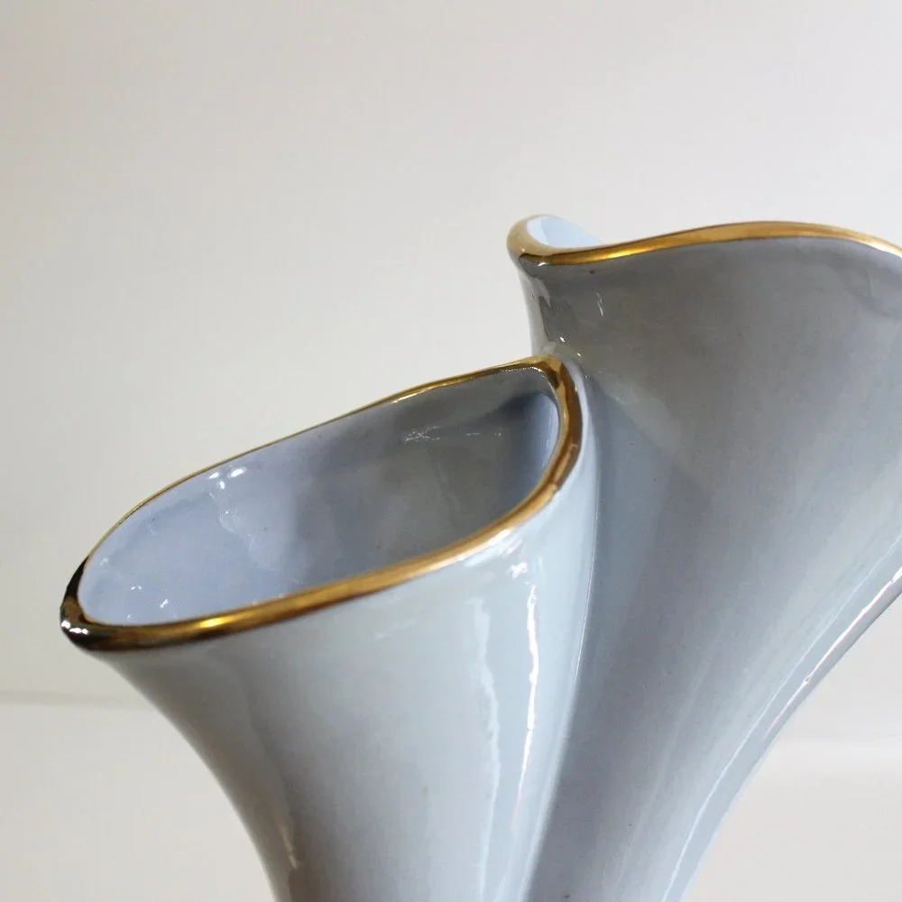 Princeton Vintage 1940's Double Vase Blue Gold
